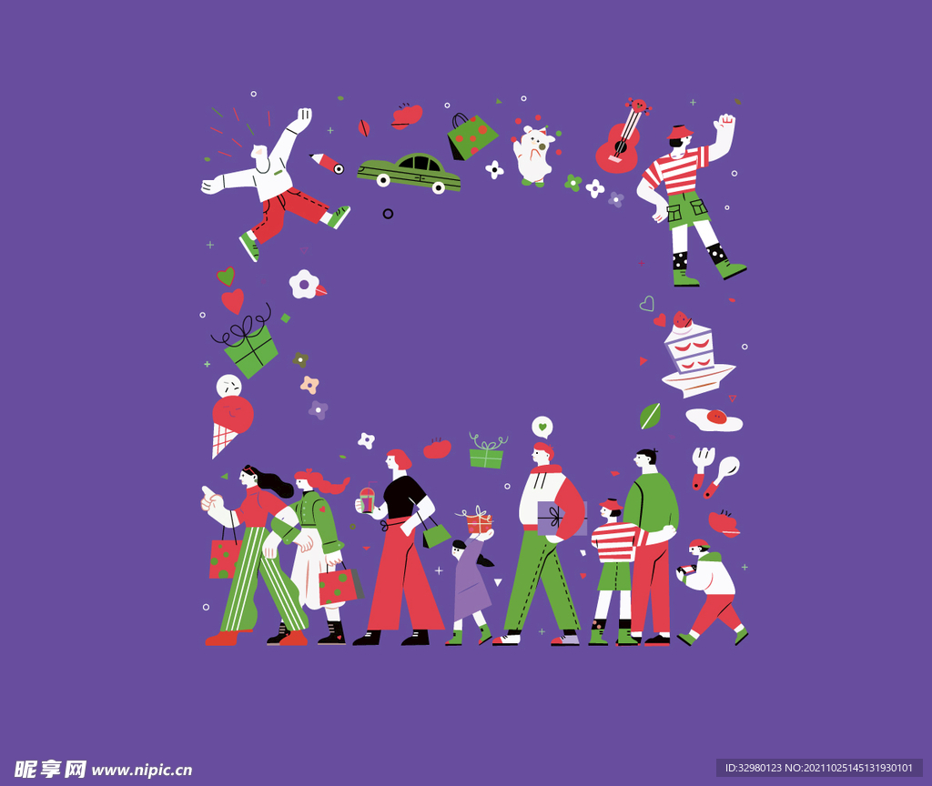 大型消费活动矢量插画