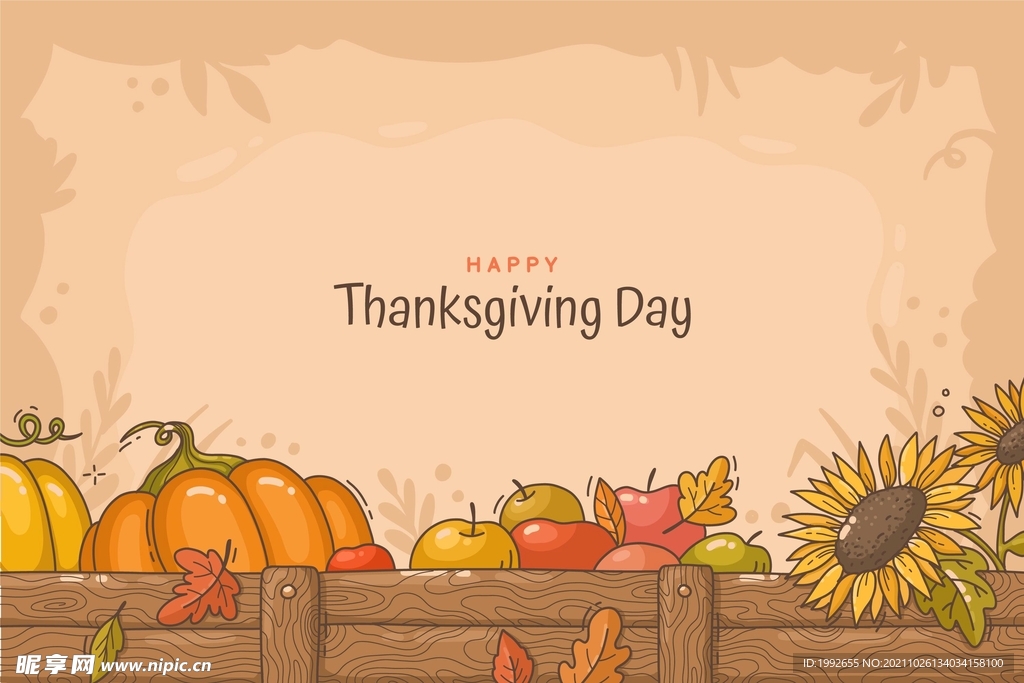 手绘感恩节背景矢量