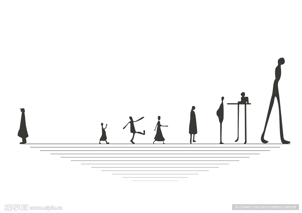 立面剪抽象人 概念人物 剪影 