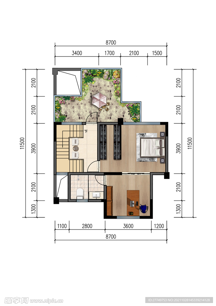 房地产别墅洋房户型渲染psd