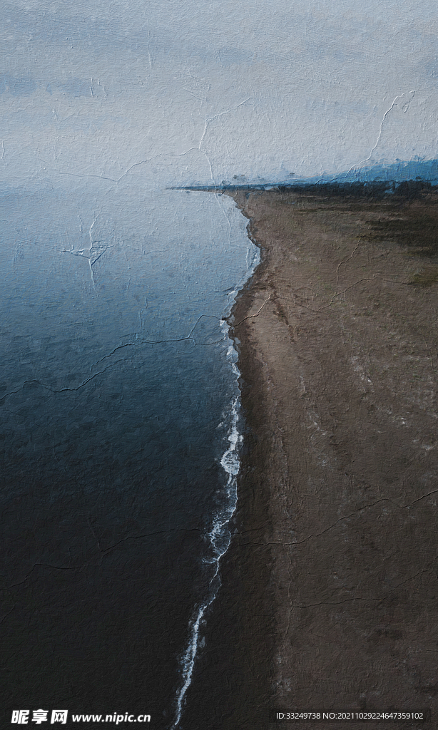 50X70厘米版画狭长海滩美景