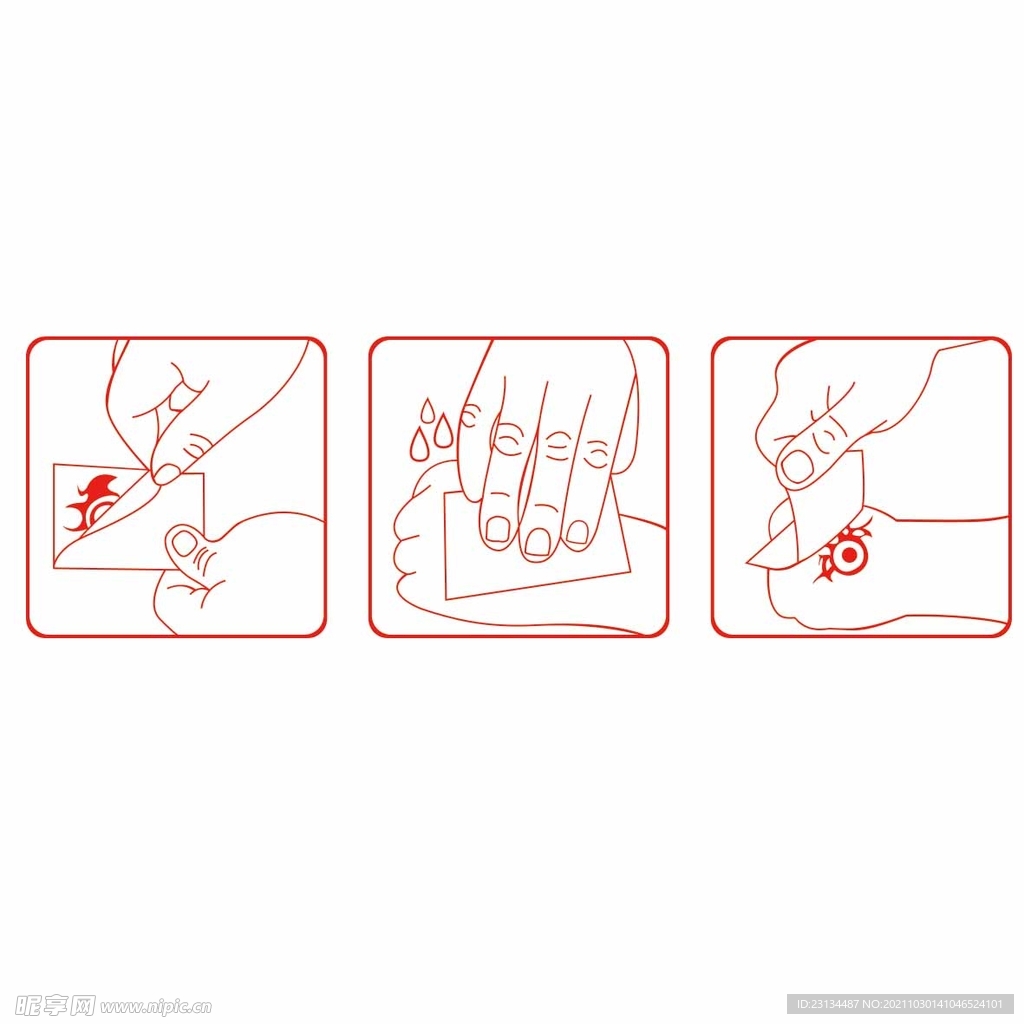 纹身贴纸tattoo步骤矢量