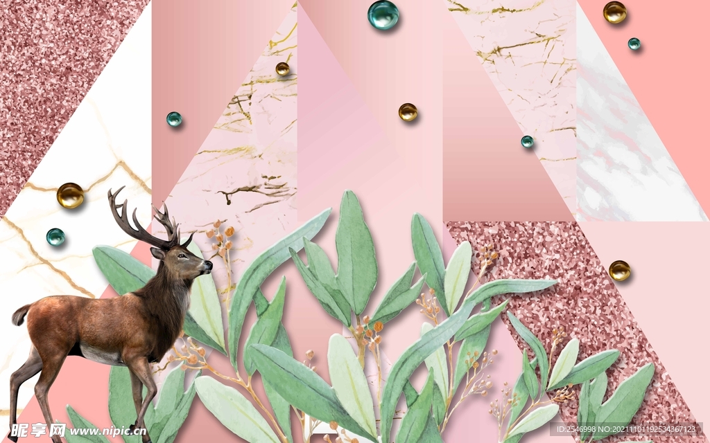 北欧麋鹿背景墙