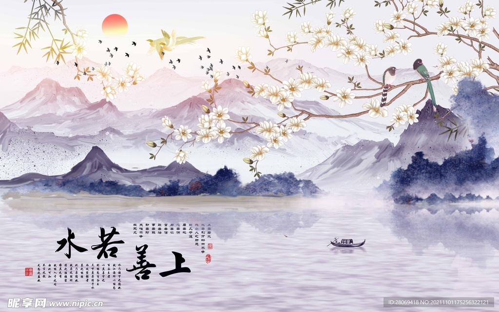 工笔花鸟 手绘花鸟 水墨梅花 