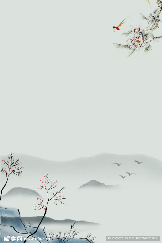 纹理 树枝 山水画 