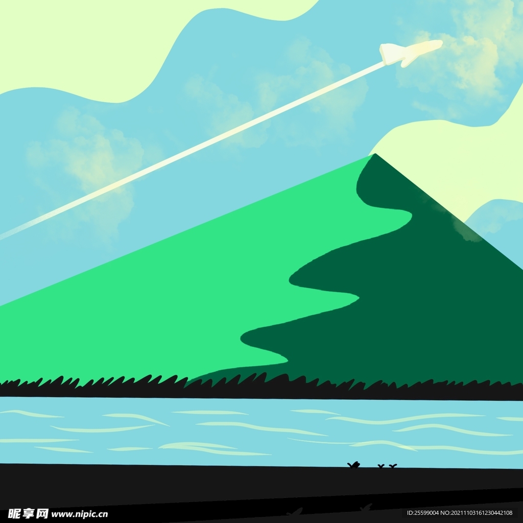 扁平化风格山峰