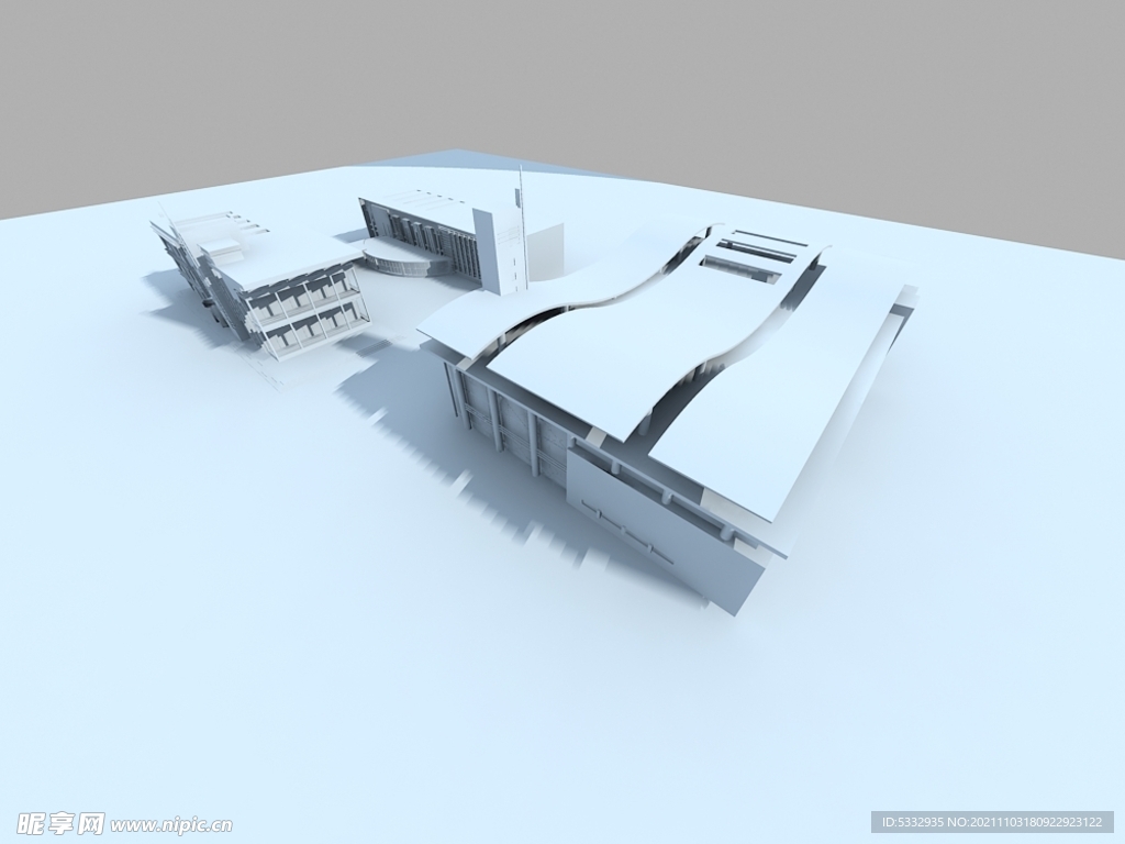 工业学校医院白模裙房 