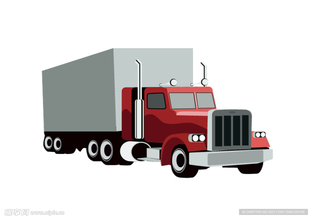 交通车-大货车-红色货车
