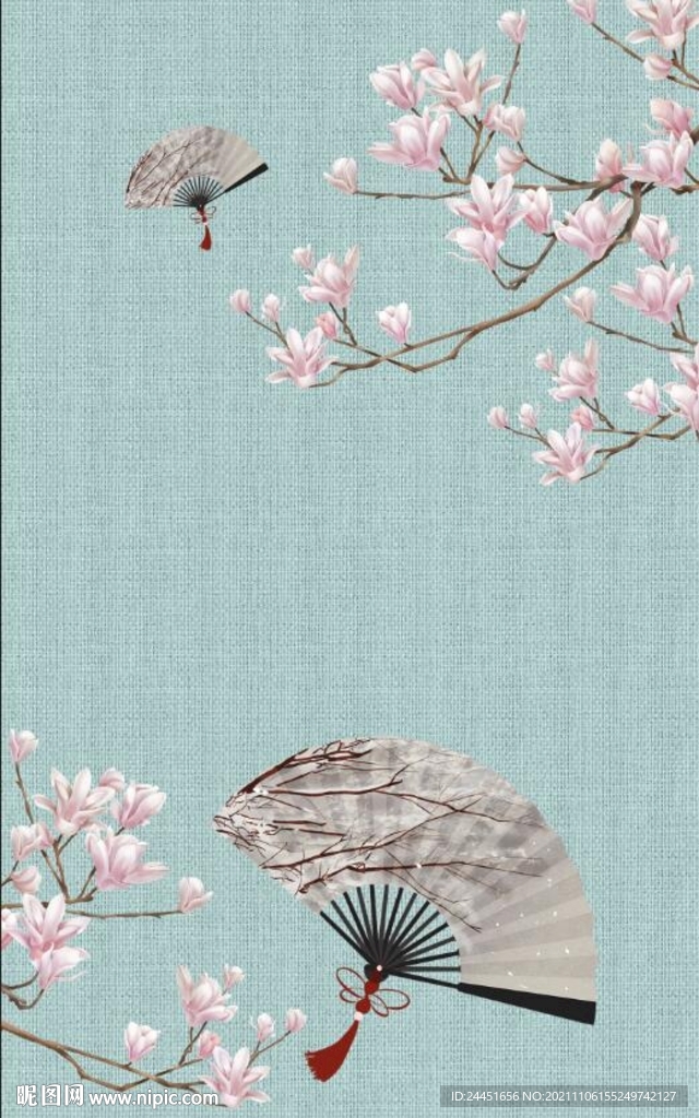 花鸟折扇装饰画