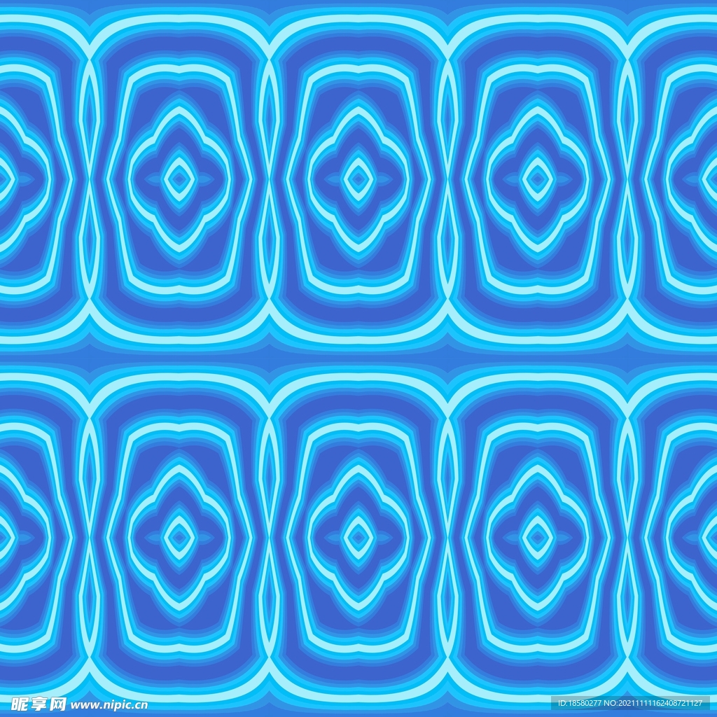 蓝色无缝拼接发光花纹背景
