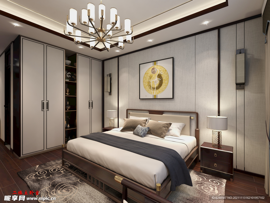 新中式别墅卧室