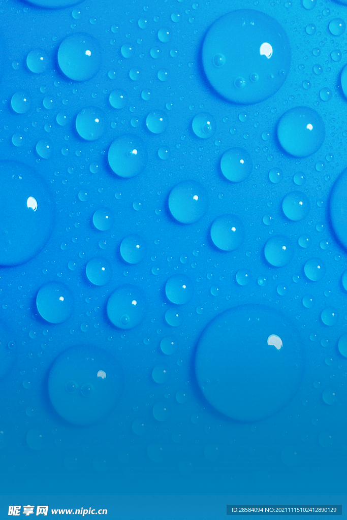 蓝色水珠质感背景图