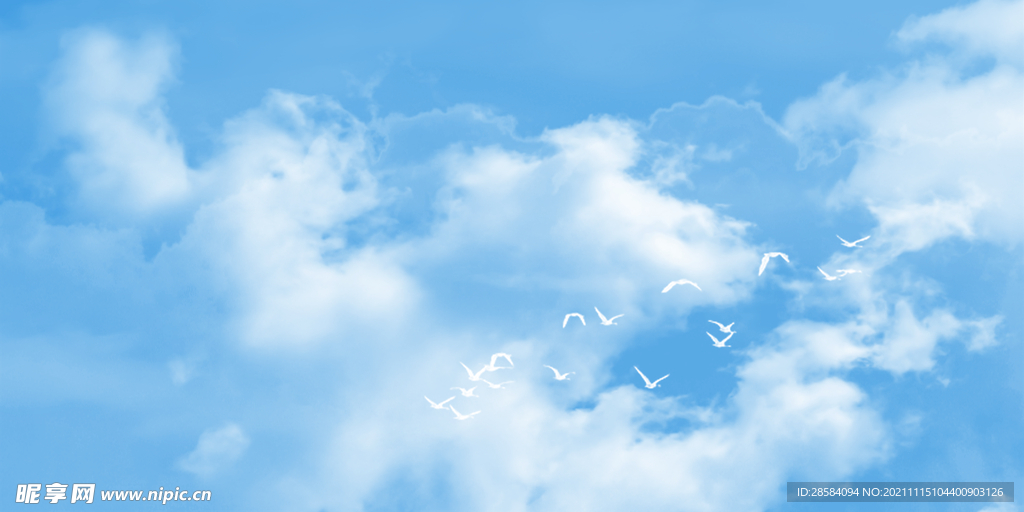 大气简约蓝色天空白云质感海报背