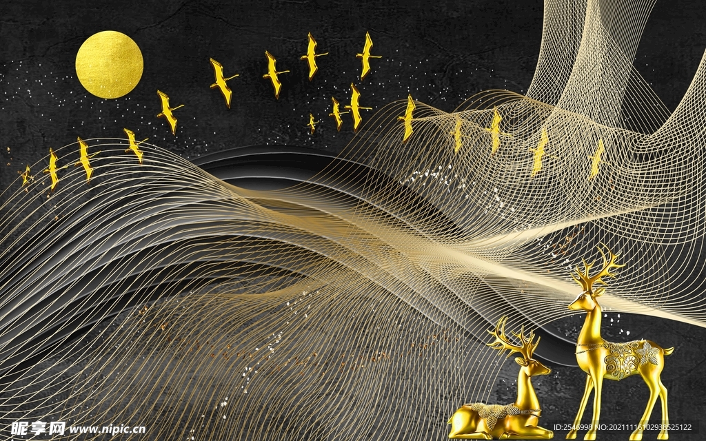 北欧麋鹿背景墙