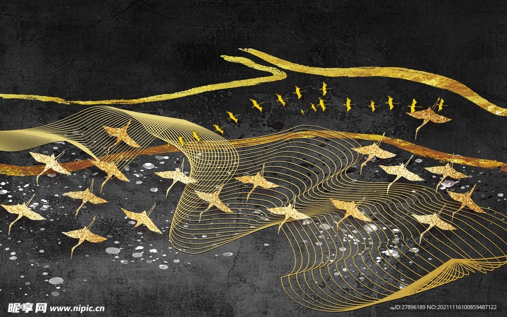 新中式鱼群背景墙