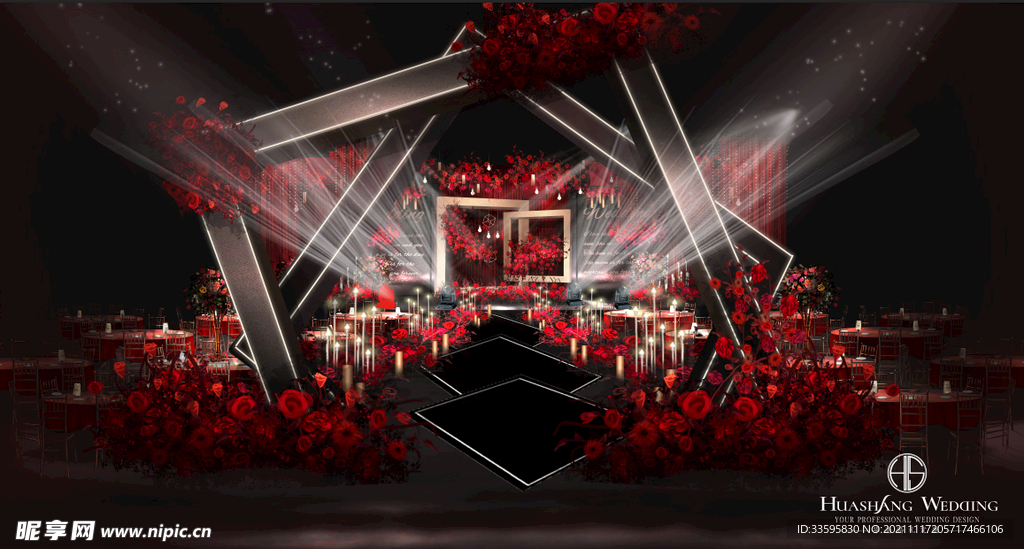 黑红金婚礼主题