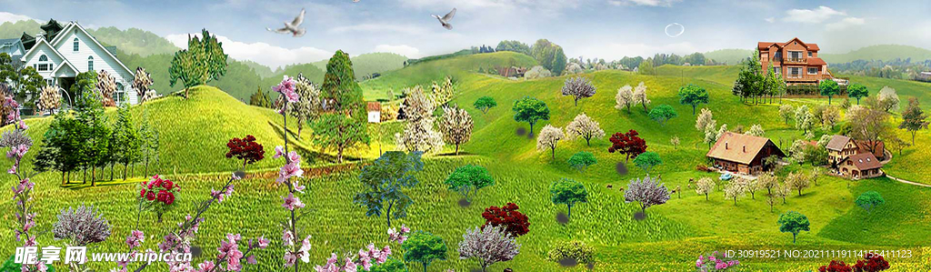 banner油画草原风景