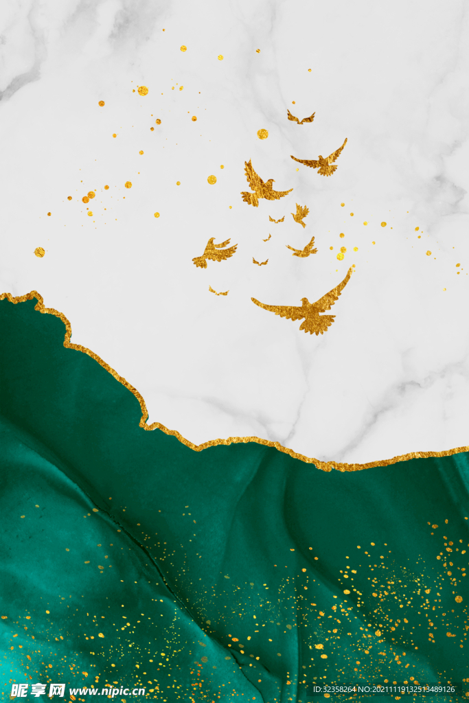 抽象线条晕染纹理鎏金色块装饰画