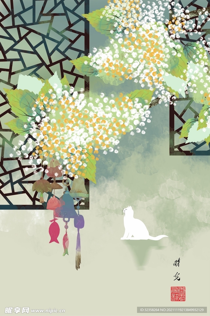 新中式古风民俗国画装饰画