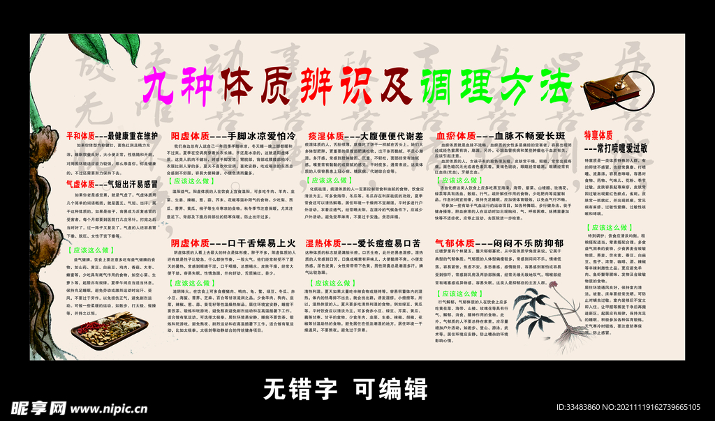 九种体质辨识及调理方法中药