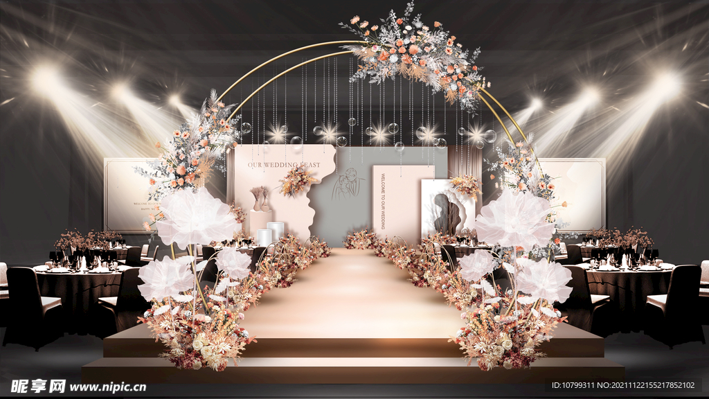 莫兰迪简约室内婚礼效果图