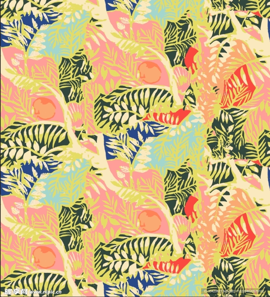 数码印花 热带树叶