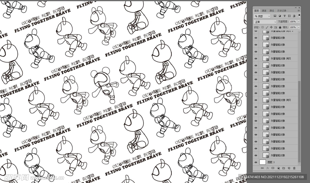 可爱线条卡通熊