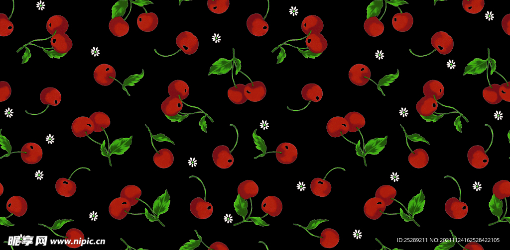 大牌 数码 印花 手绘 樱桃 