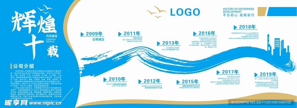 蓝色发展历程文化墙