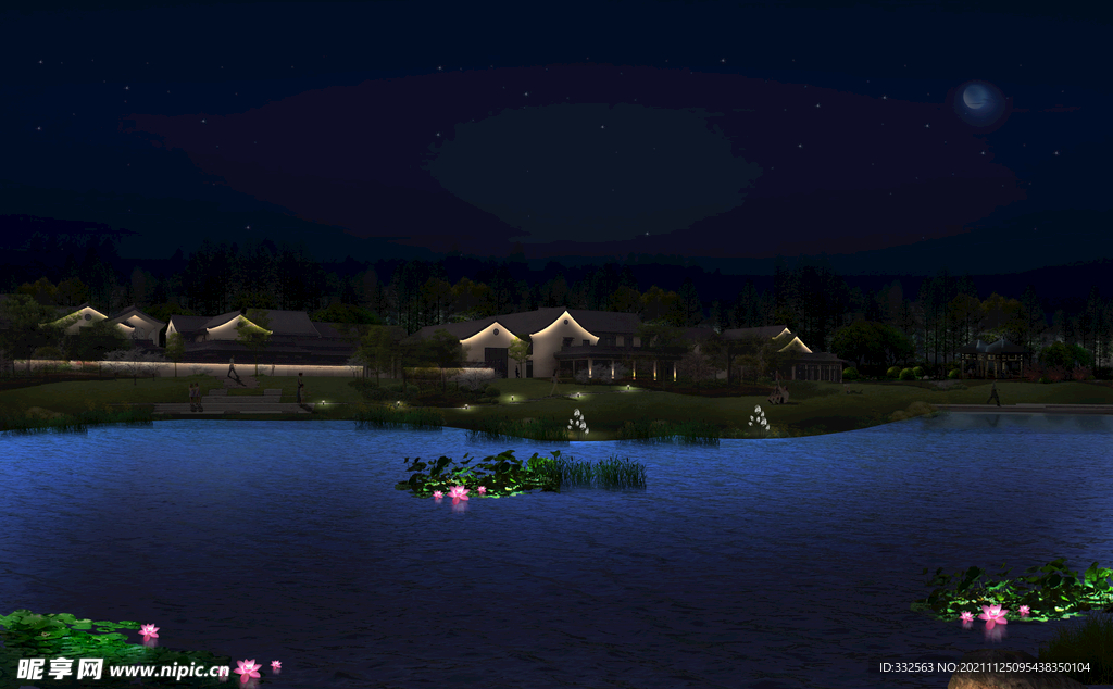 建筑照明夜景效果图