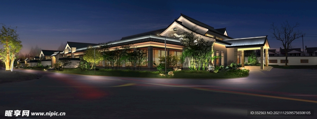 建筑照明夜景效果图