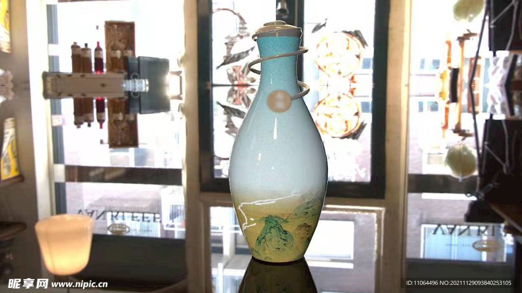 天青色古风白酒瓶