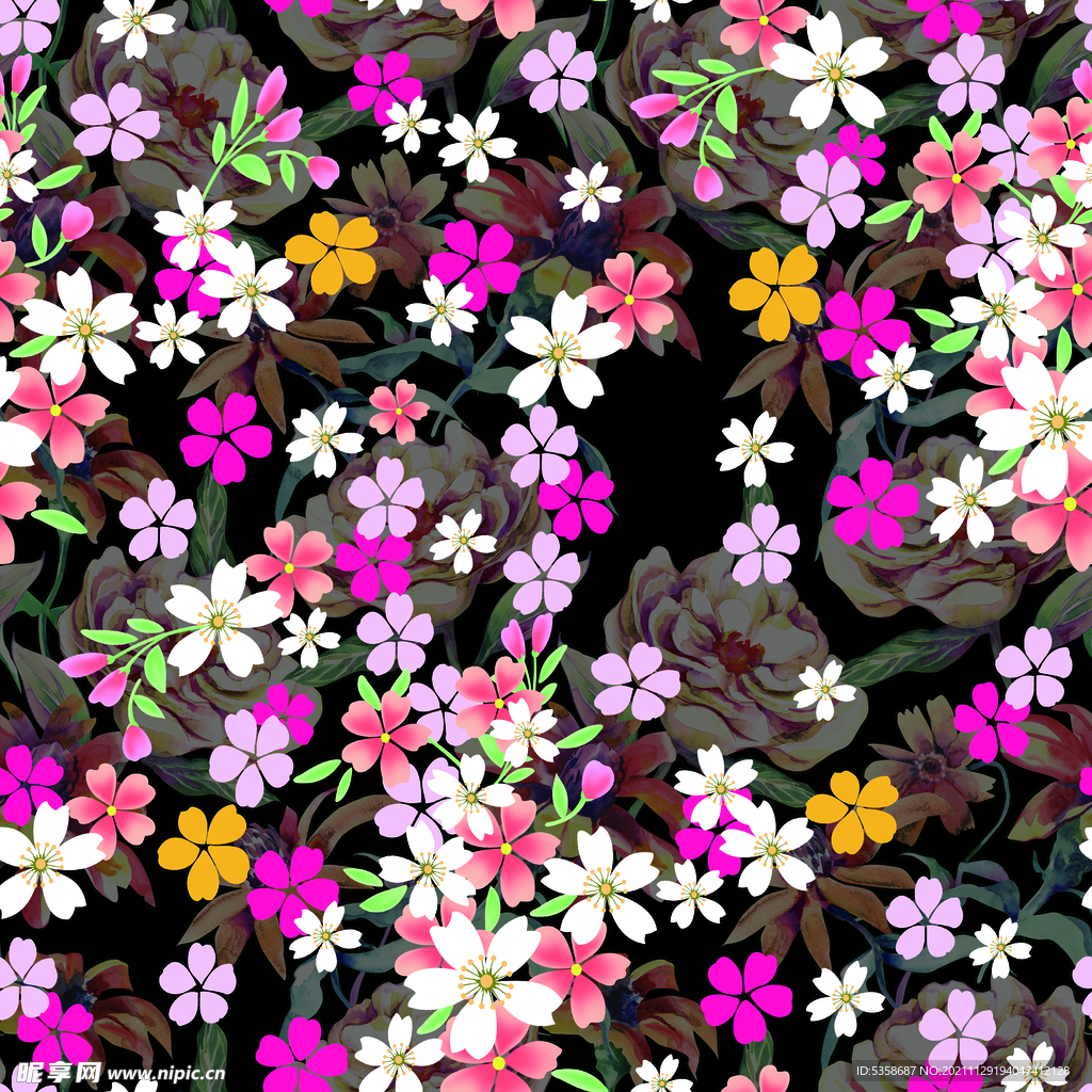 手绘花卉印花图案