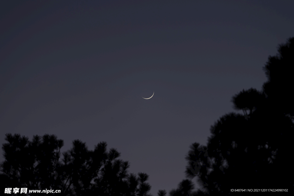 傍晚月亮图片