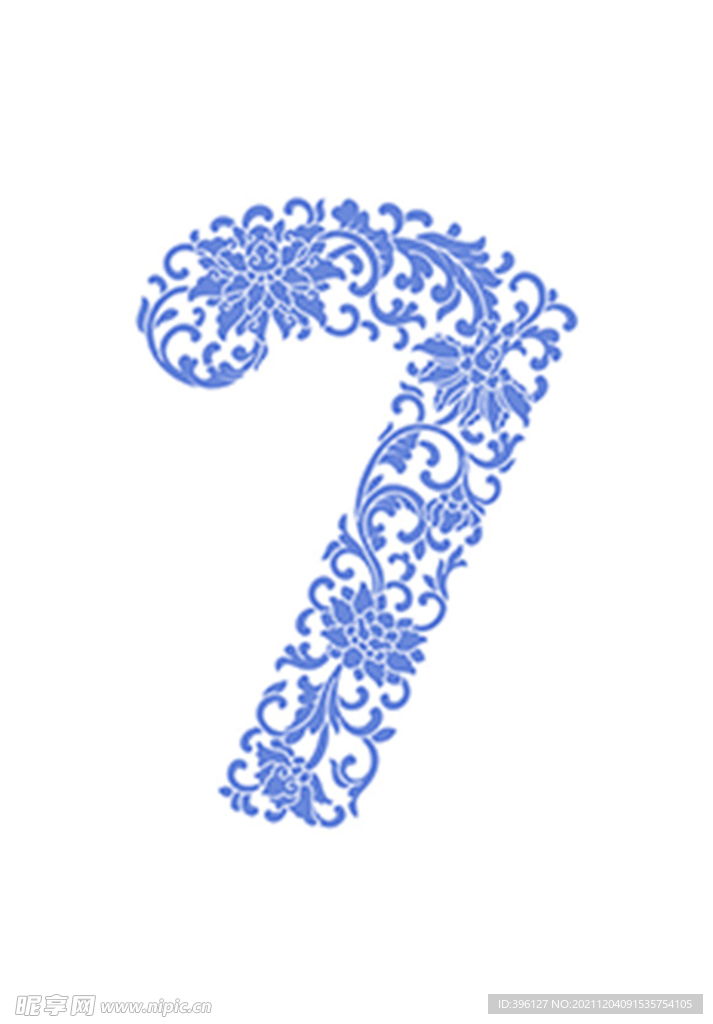 中式数字7的中式花卉纹样