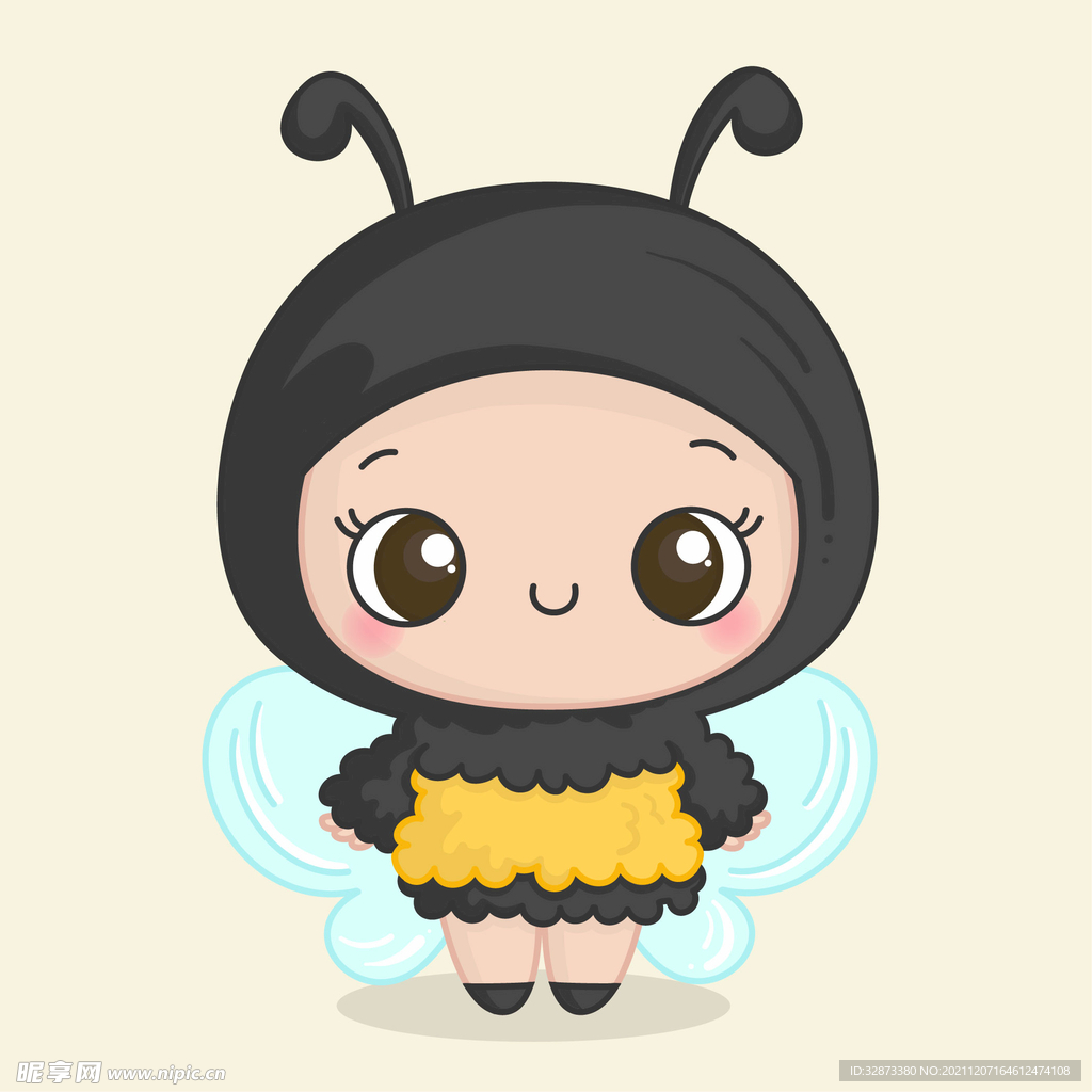 手绘矢量图可爱小蚂蚁飞蚂蚁