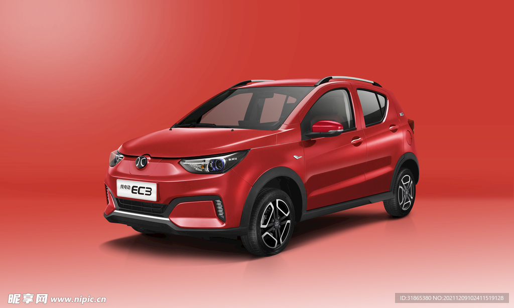 红色新能源汽车展示