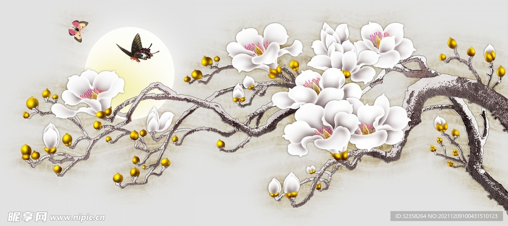 喜上眉梢花鸟国画装饰画