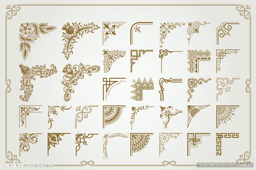 复古欧式金箔花纹边框装饰