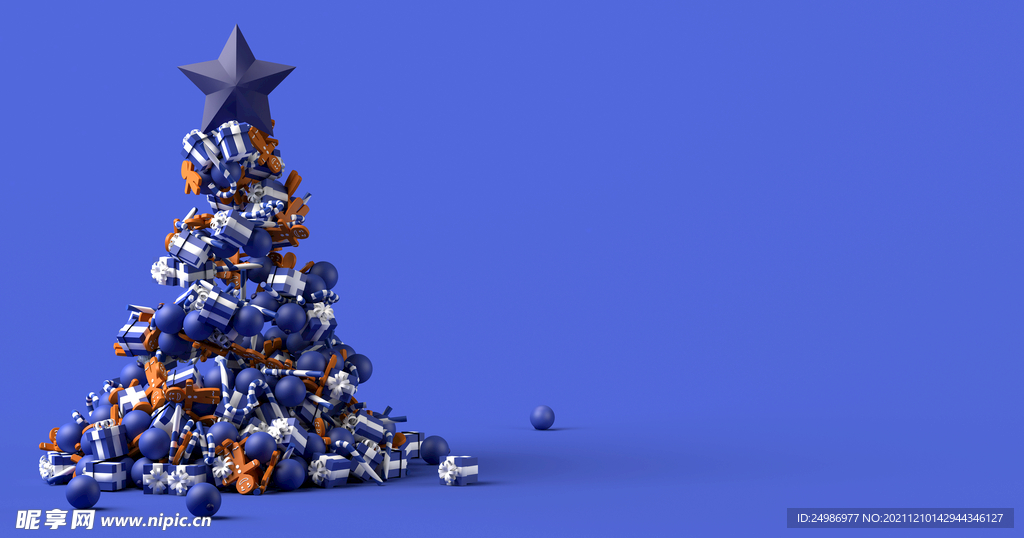 蓝色背景圣诞节图片