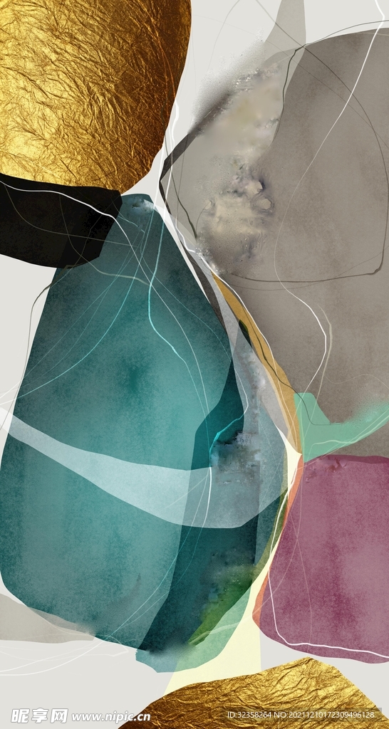 抽象艺术色块图形组合装饰画