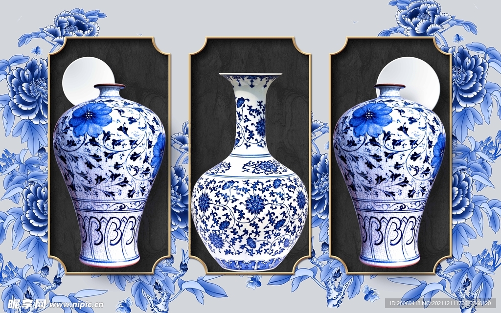 青花瓷电视背景墙