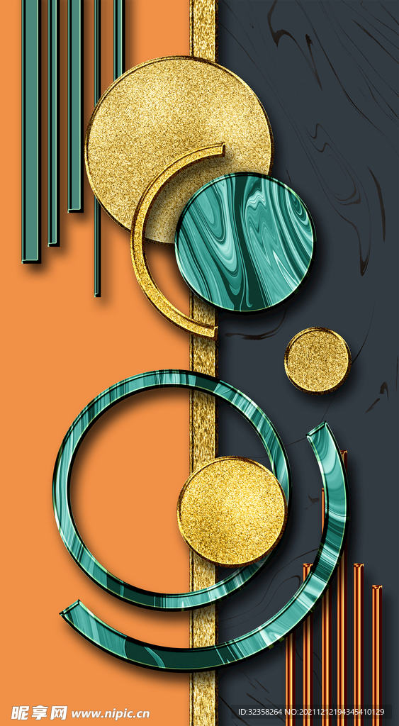 抽象几何线条组合装饰画