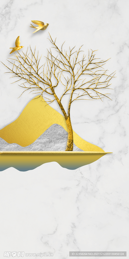 金色意境山水装饰画