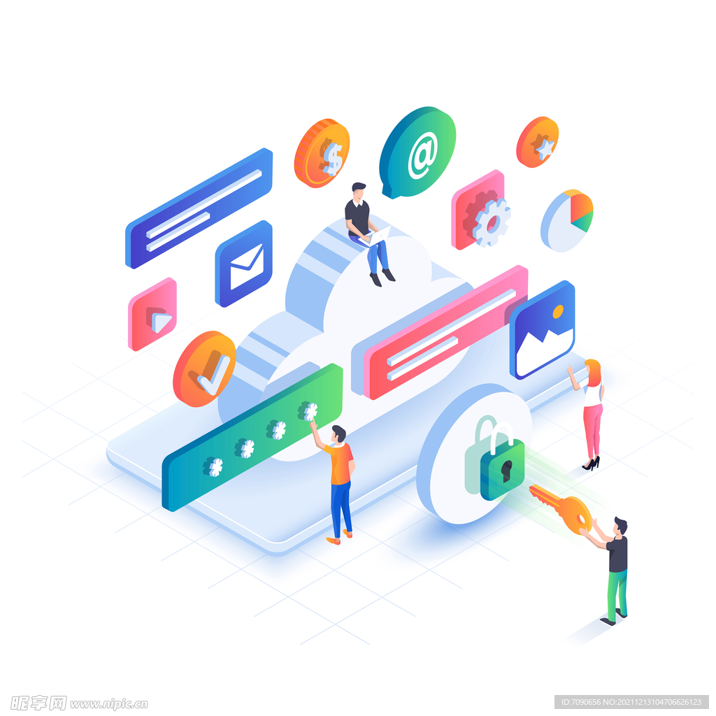 立体等轴等距UI插画   