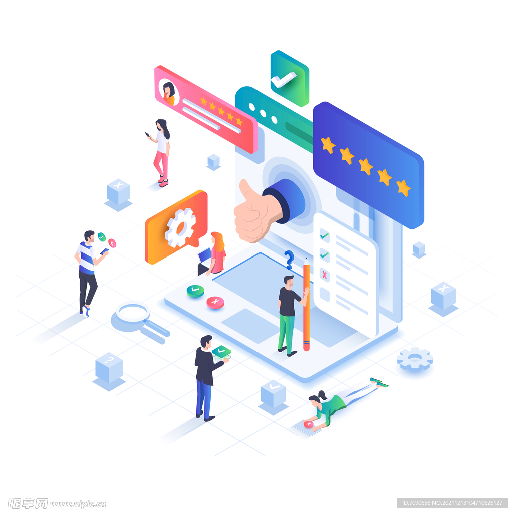 立体等轴等距UI插画   