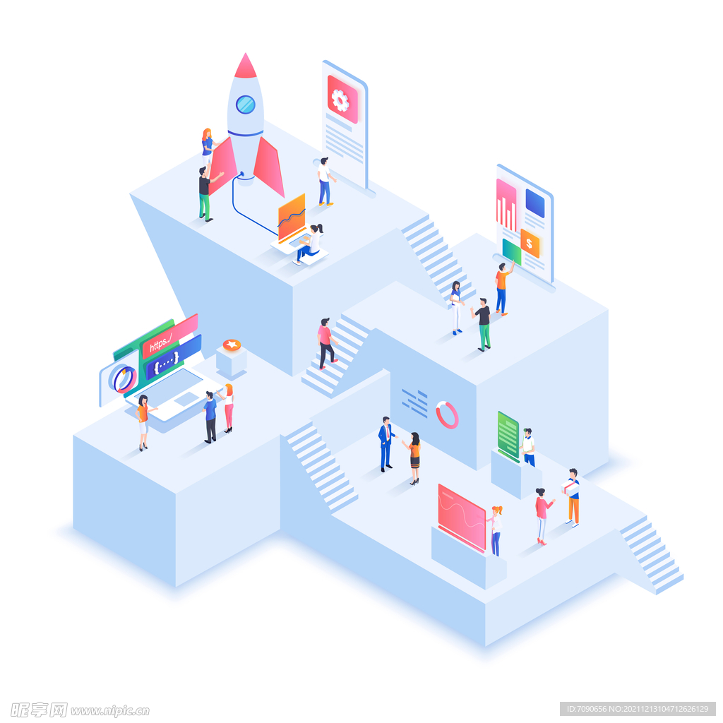 立体等轴等距UI插画   