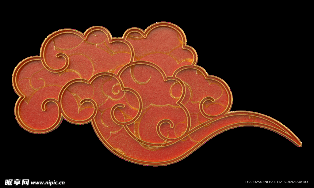 红色三维祥云-01