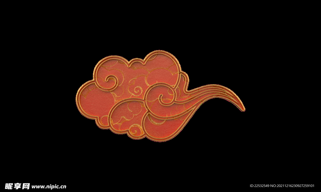 红色三维祥云-04