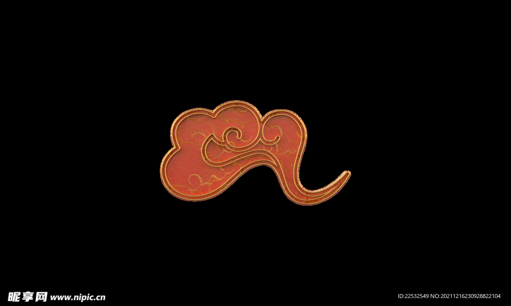 红色三维祥云-05